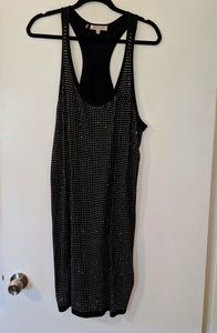 Rhinestone studded racerback black dress
